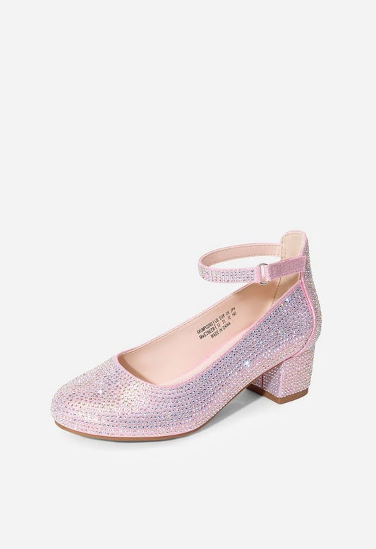 Girls Glitter Block Heel Pump13